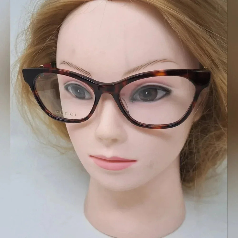 NWT Gucci Women's Eye Glasses  Frames Cat Eye Dark Havana Gold GG0600O 54-18-140 - Picture 10 of 16